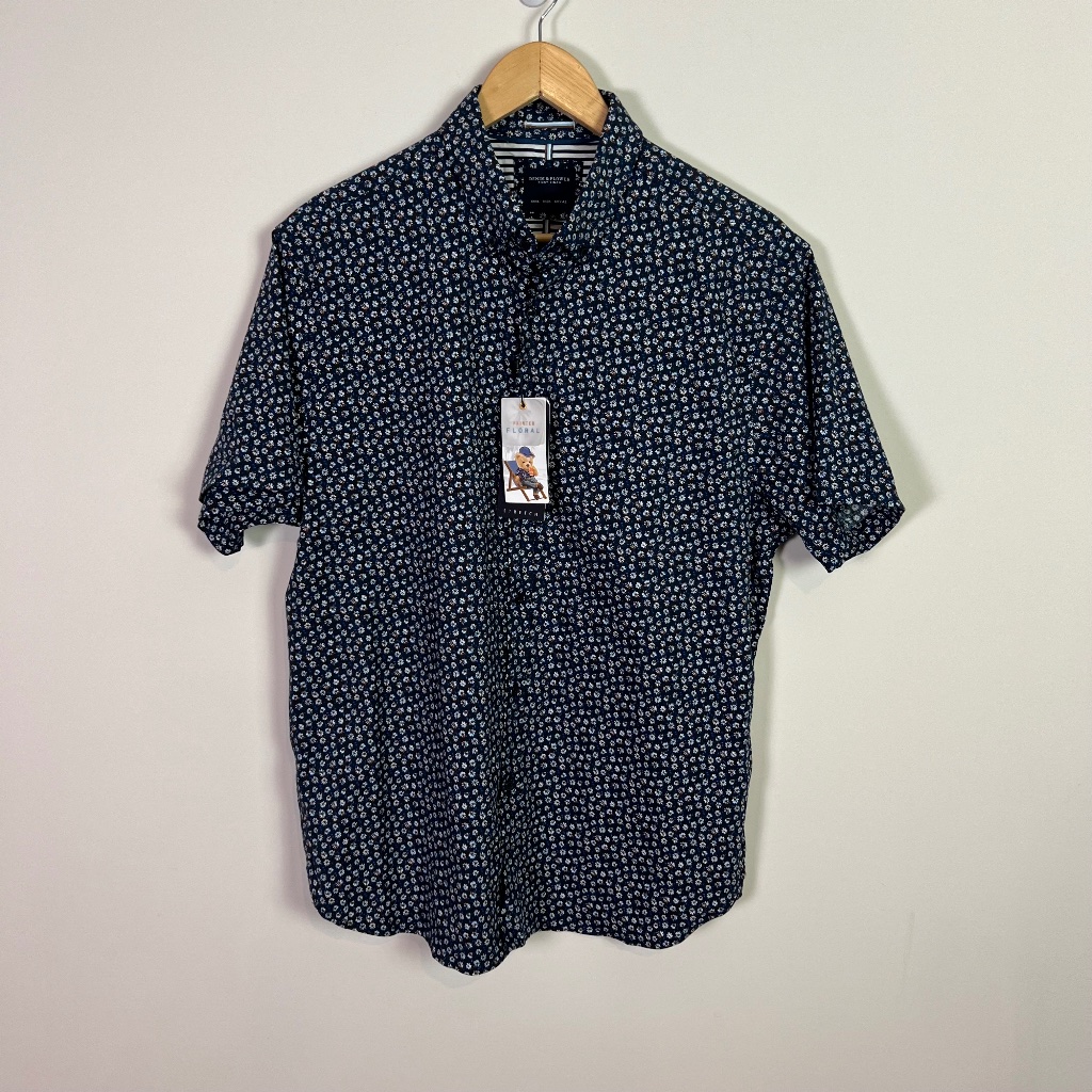 Denim & Flower Men’s Blue Floral Button Down Shirt Nwt